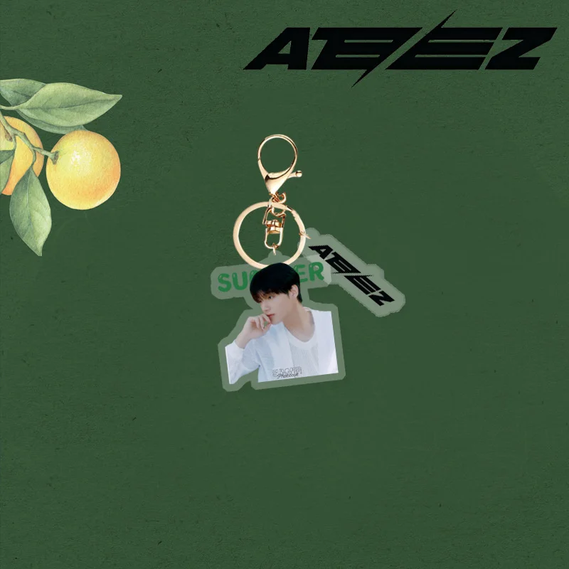 ATEEZ Keychain New Album SUMMER PHOTOBOOK Photo Pattern Book Bag Decoration Pendant Acrylic Key Chain Fan Accessories