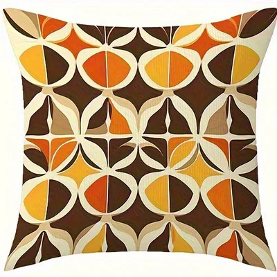 Short plush material pillowcaseHome Decor Retro Geometric Pattern Digital Print Pillowcase Pattern Cushion Cover Suitable for So