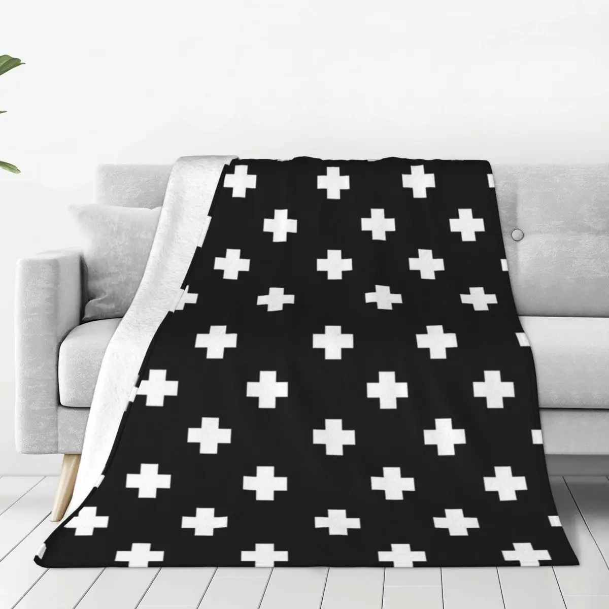 Swiss Cross Pattern Blanket Fleece Super Soft Sofa Throw Blankets For Couch Bedding Travel Throws Bedspread Quilt