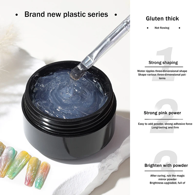 1개 3D 투명 네일 글루 페인팅 젤 네일 폴리시 크롬 네일 파우더 포함 네일 강화 조각 아트 창작 DIY