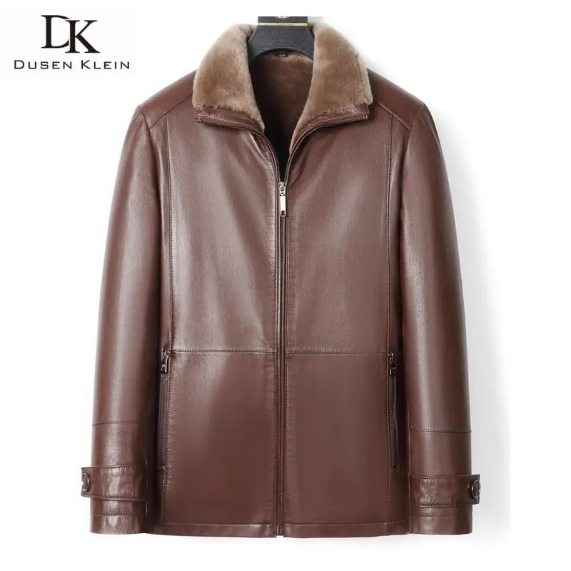 Men Genuine Leather jackets Brand 2023 New Male Wool Liner Winter Warm Coats Luxury Male Sheepskin leather Outerwear ET-2307