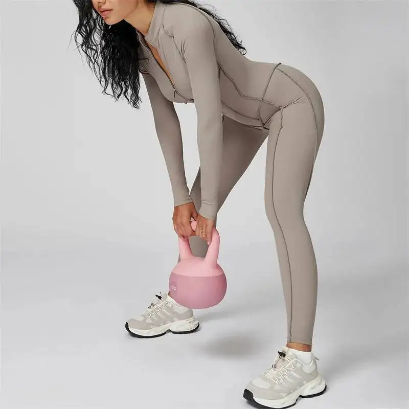 

Gym Jumpsuit Half Zipper Sports Stripe Fiess Bodysuit One Piece Workout Activewear Tights Woman Suits Yoga Clothing
