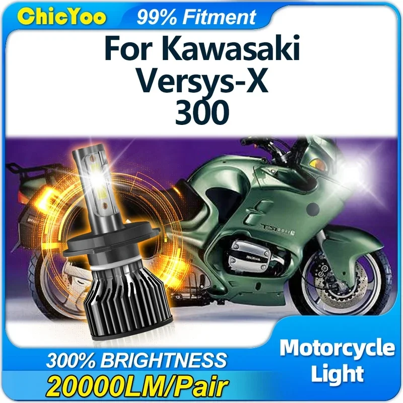 120W H4 Motorcycle LED Headlight 20000LM High Low Beam CSP Chips Moto Lamp 12V 6000K Hi/Lo Beam For Kawasaki Versys-X 300