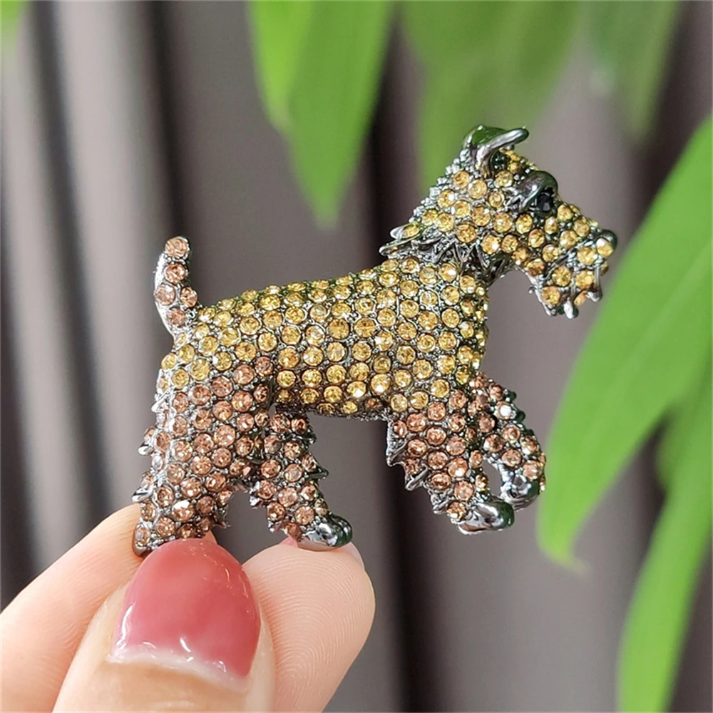 Lovely Schnauzer Dog Brooches For Women Unisex Sparkling Rhinestone Cute Pets Puppy Animal Party Causal Brooch Pin _Other Organi