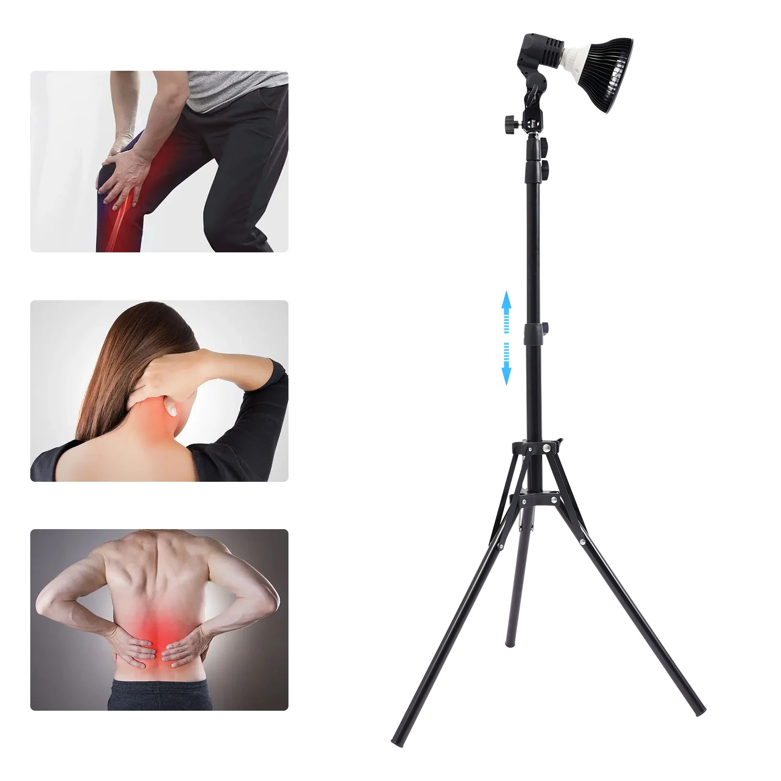 

Black Aluminum Infrared Lamp,100-240V Freestanding Infrared Lamp with Stand,Height Adjustable for Families,Massage Parlors