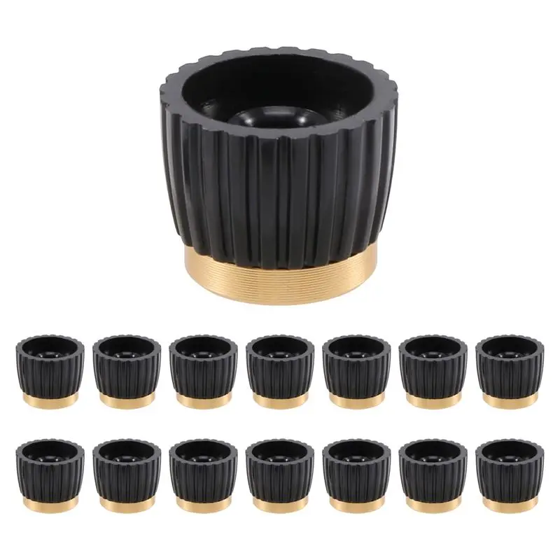 ABLK 15Pcs Guitar AMP Amplifier Push On Fit Knobs Black With Gold Aluminum Cap Top Fits 6Mm Diameter Pots Amplifiers
