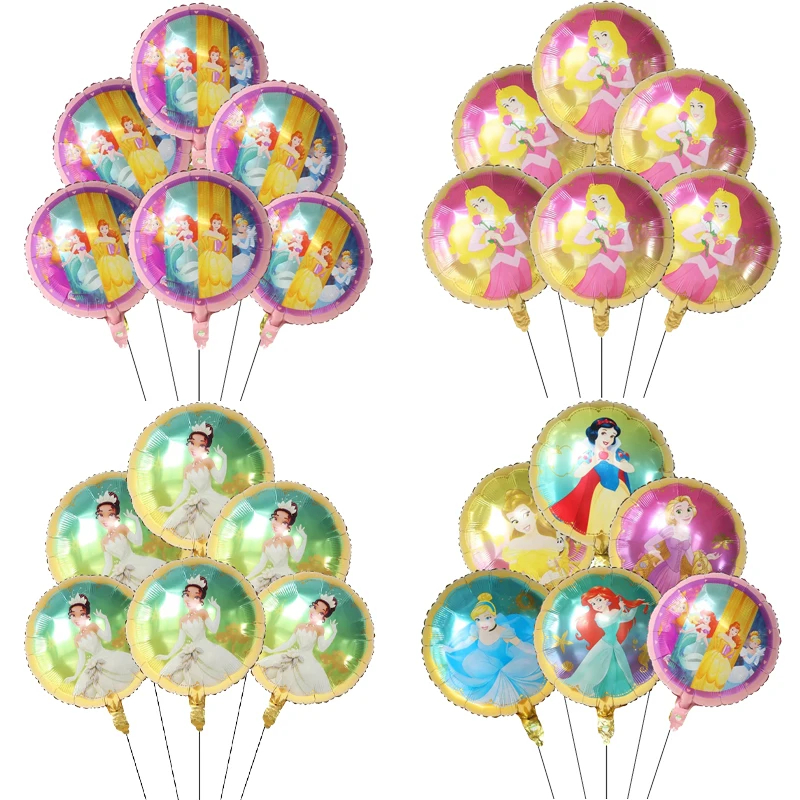 6pcs/Set Disney Princess Sofia Snow White Le Pei Jasmine Foil Balloons Girls Toys Birthday Decoration Baby Shower Party Supplies