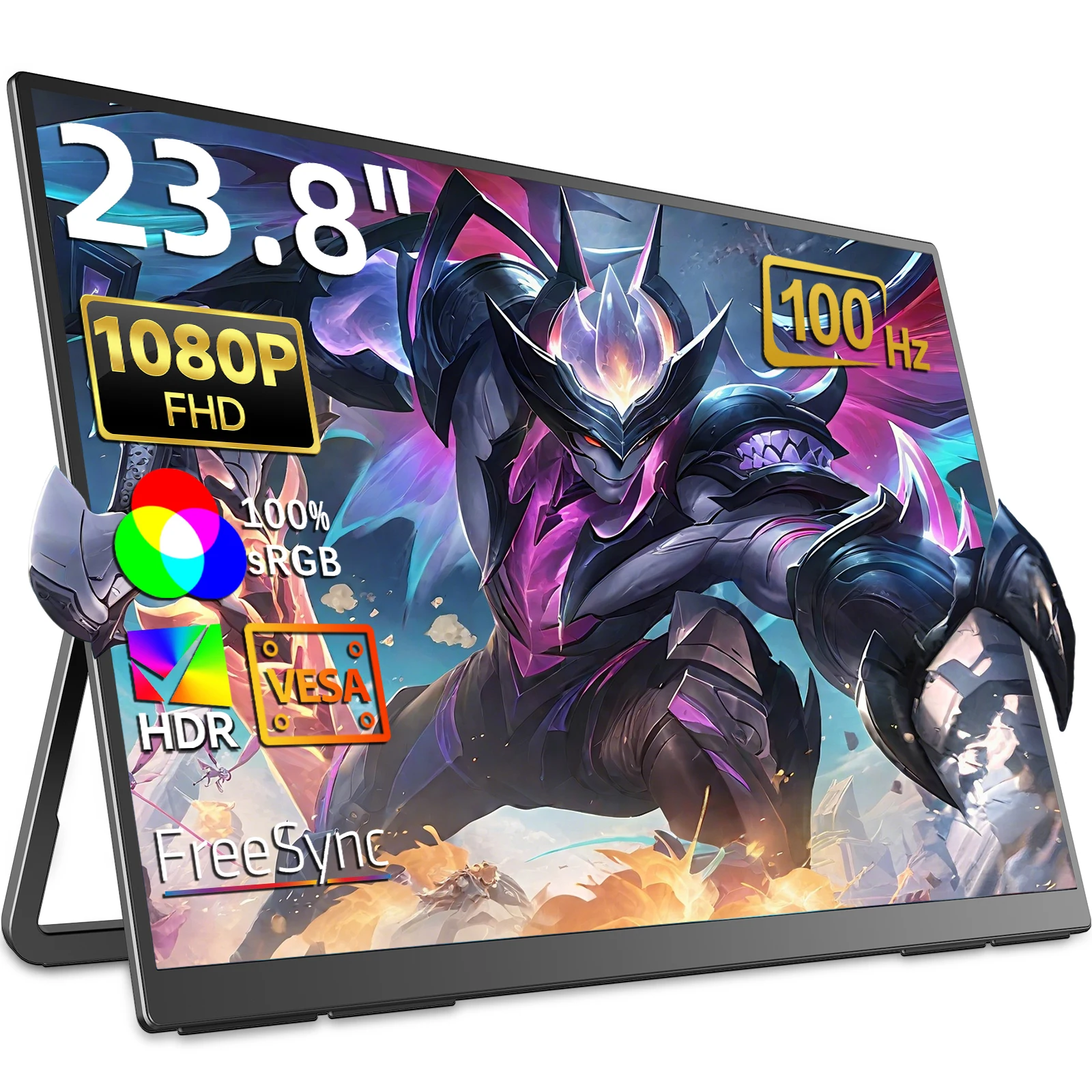 

EVICIV UMax 23 Computer Display 23.8" 100Hz FreeSync Portable Monitor 1080P IPS Screen Integrated Holder USB-C HDMI For Laptop