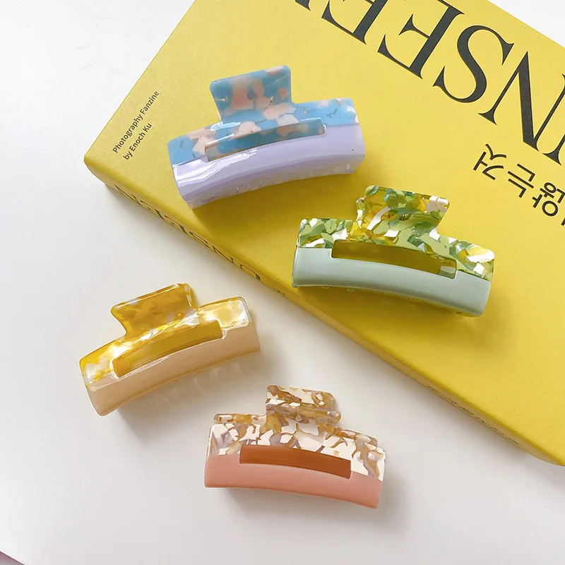 DS In Stock Low Price Clearance 7.5CM Medium Square Hair Claw Acetate Claw Clip Crab Hair Clip for Women Girls Hair Accessories