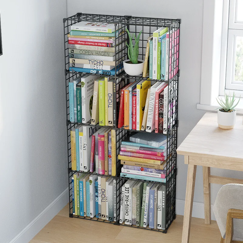

Customizable Bookshelf Floor-to-ceiling space-saving combination Student desk Small storage Multi-layer wrought iron shelf
