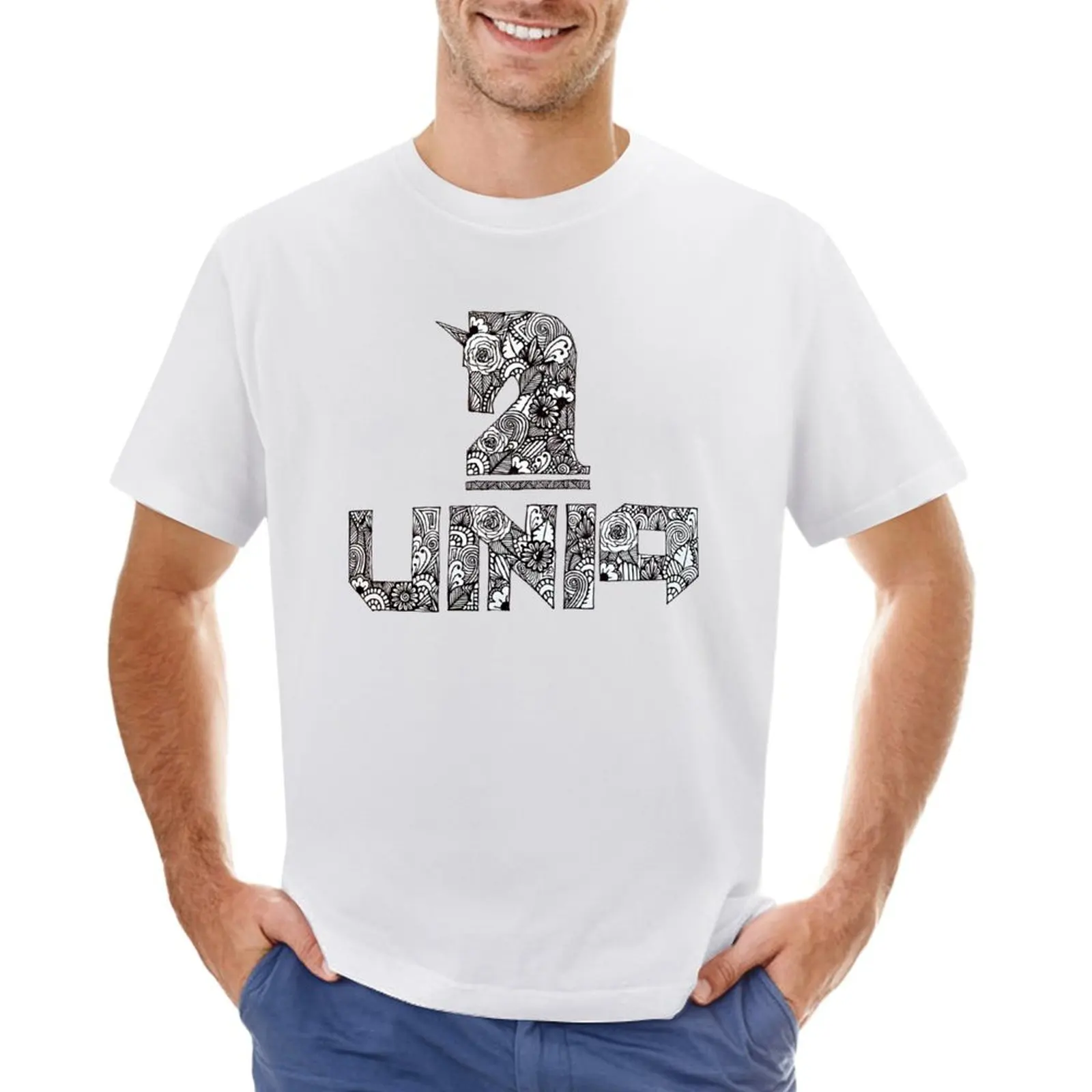 Zentangle UNIQ logo T-shirt Blouse blacks animal prinfor boys men clothing