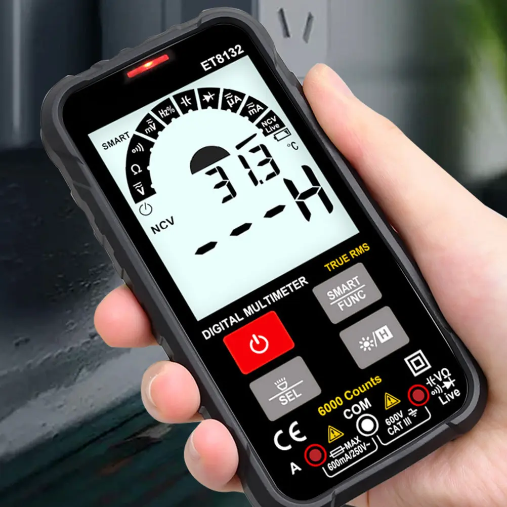 1Pcs Intelligent Digital Multimeter Ultra-Thin High Definition Display Automatic Measurement Voltage Temperature Test Tool