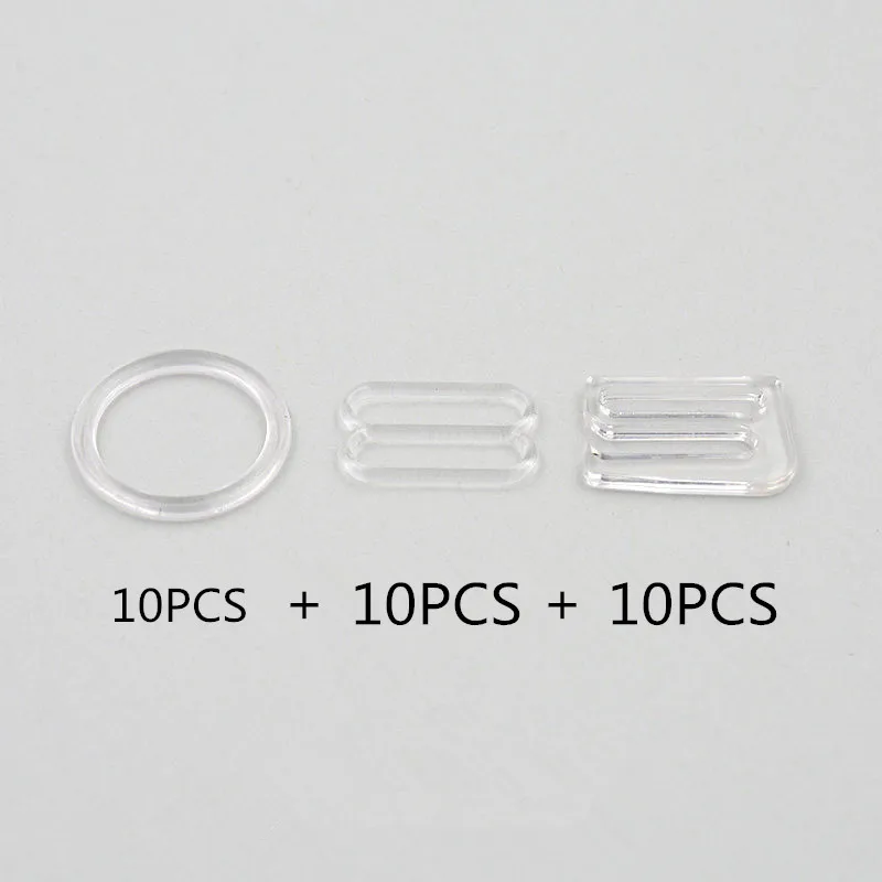 10 sets/lot white black type transparent bra rings and sliders strap adjusters buckles clips underwear adjustment  DIY accessori