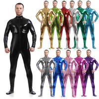Adult Kids Ensnovo Men Latex Suit Black Shiny Metallic Tights Gold Zentai Suit Full Body Unitard Custom Skin Bodysuit Jumpsuit
