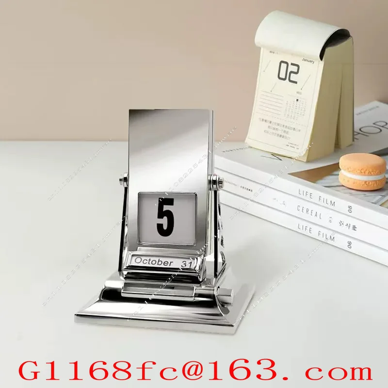 New Metal Flip Desk Calendar Crafts, Business Calendar, English Creative Perpetual Calendar, Office Desktop Decoration