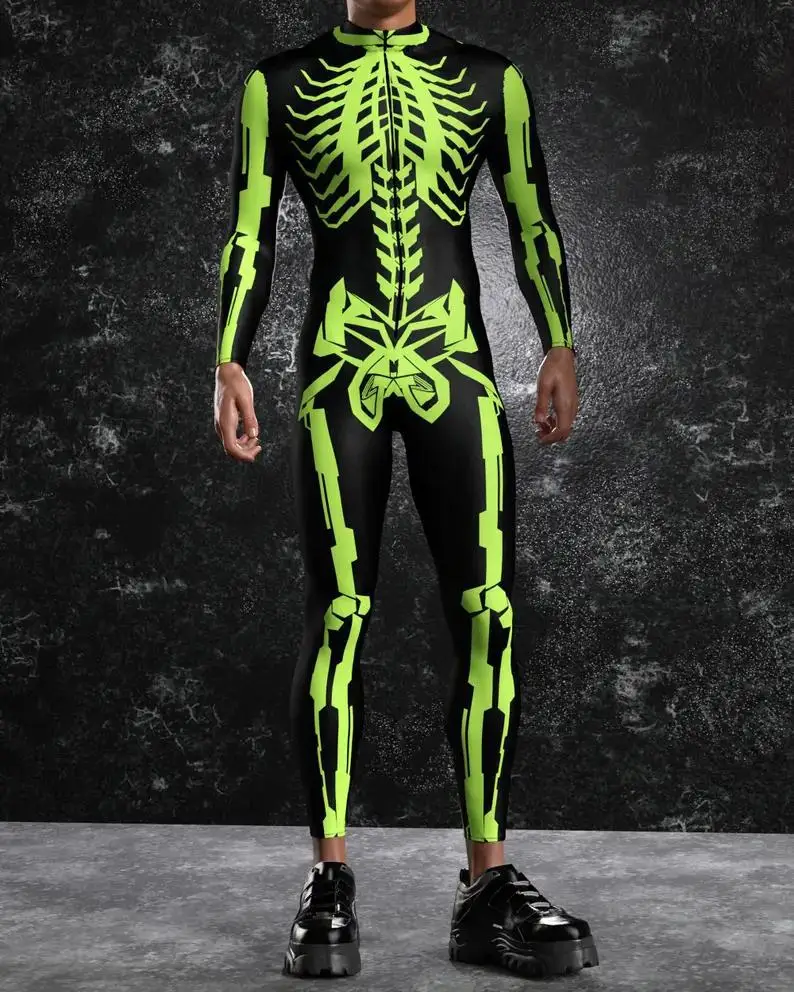 Herren Halloween Punk Jumpsuit 3D Digitaldruck Bodysuit Erwachsenen Zentai Cosplay Karneval Bühnenauftritt Catsuit Radsportkostüm – Detail 5