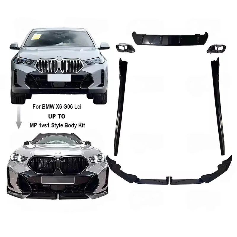 

Tom Auto2023+ X6 G06 LCI MP 1vs1 Sport Bodykit New Bumper Front Lip Skirts Rear Diffuser Lip Exhaust Muffle Tips Rear Bumper