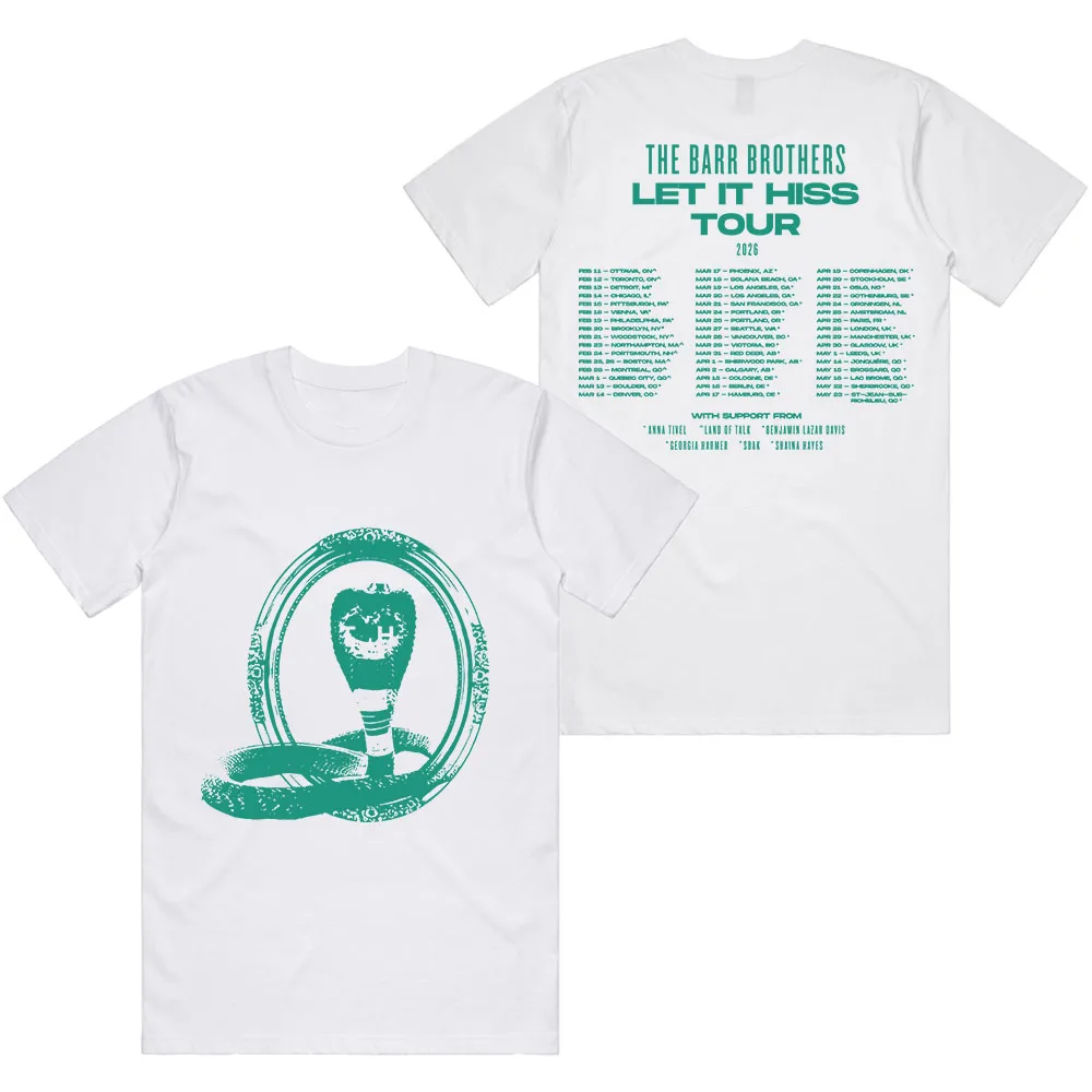

Let It Hiss Snake Tour 2026 T-shirt Band The Barr Brothers Printing Tshirts Short Sleeve Cotton Unisex Streetwear Tees Men Shirt
