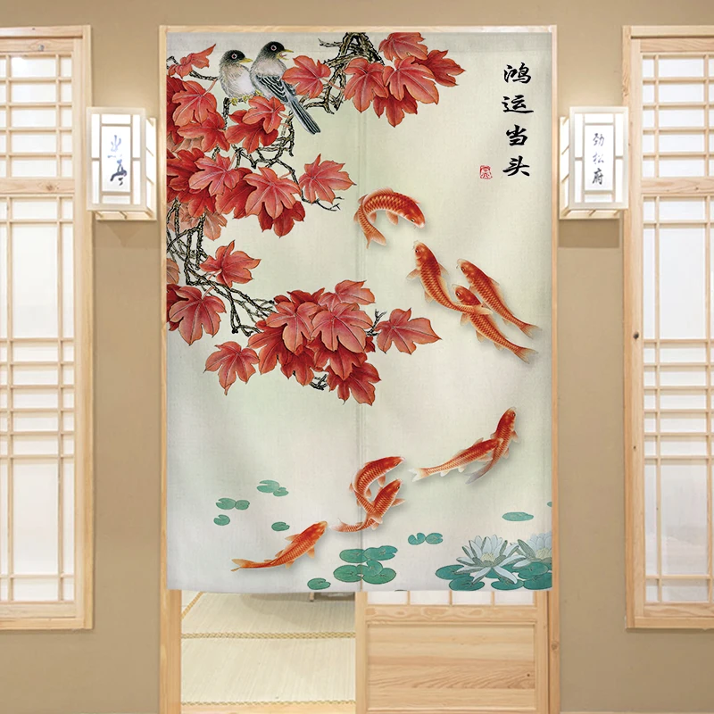 

Китайская дверная занавеска, разделительная занавеска, половинная занавеска для крыльца, подвесная занавеска из красной ткани для кухни, туалета, половинная занавеска