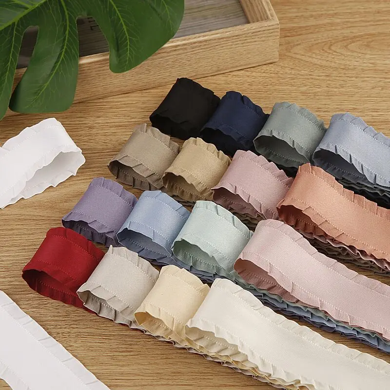 25MM 40MM 9 Yards Ruffled Flounces Polyester/Cotton Thick Style DIY Handmade Materials Bows Headwear Hair Bow Clothing Crafts