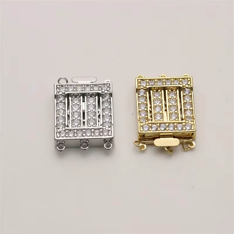 2pcs 25.5*32mm Cubic Zircon CZ Micro Pave Clasp  Jewelry Making DIY