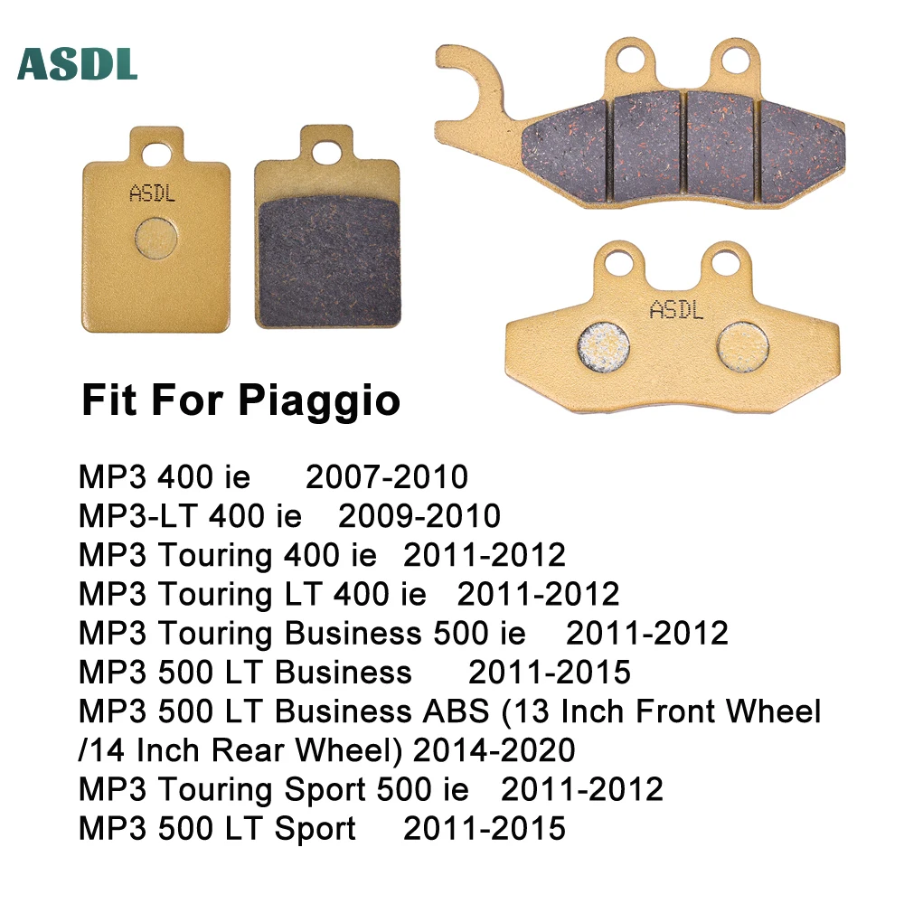 

Motorcycle Front and Rear Brake Pads for PIAGGIO MP3 400 ie 2007-2010 MP3-LT 400 MP3 Touring Business 400/500ie 500 LT 2011-20