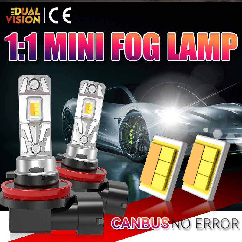 

Dualvision 2PCS H11 Противотуманная фара автомобиля H8 H9 9005 HB3 9006 HB4 3570 CSP Чип Автомобильная фара 3000K 4300K 6000K 1:1 Мини-диод 12 В