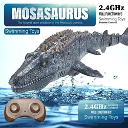 NASITIP 2.4G Remote Control Dinosaur For Kids Mosasaurus Diving Toys Rc Boat With Light Spray Water For POOL Protector Bath Toys