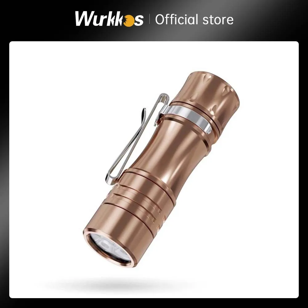 Wurkkos TS10 V2 Copper Powerful Mini 14500 EDC Flashlight with 3* 90 CRI LEDs and RGB Aux LEDs Max 1400LM Pocket IPX8 Torch