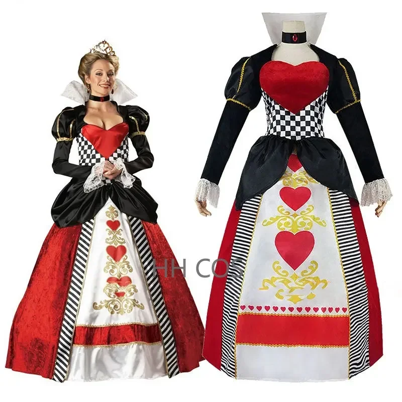 Alice In Wonderland Cosplay Costumes Queen Of Hearts Dress Red Queen Female Women Elegant Clothing Halloween Party Dress