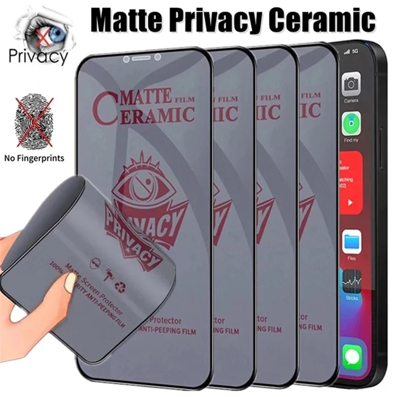 1-4Pcs Matte Ceramic Privacy Screen Protectors For iPhone 15 14 Pro Max 11 12 13 7 8 Plus Se Anti-spy Film for iPhone XSMax X XR