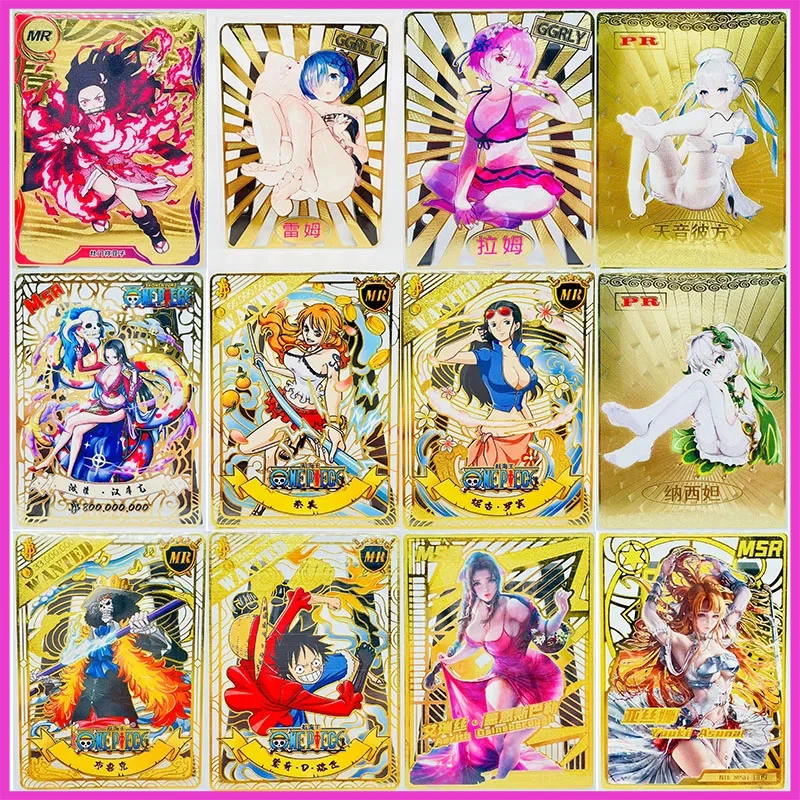 

Anime Goddess Story Metal Glitter Card Nezuko Rem Ram Hancock Nami Boy Toy Collection Game Card Christmas Birthday Present