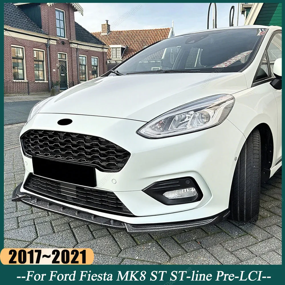 

Car Front Bumper Spoiler Splitter Diffuser Lip For Ford Fiesta MK8 ST ST-line 2017 To 2021 Body Kits Tuning 3Pcs ABS Gloss Black