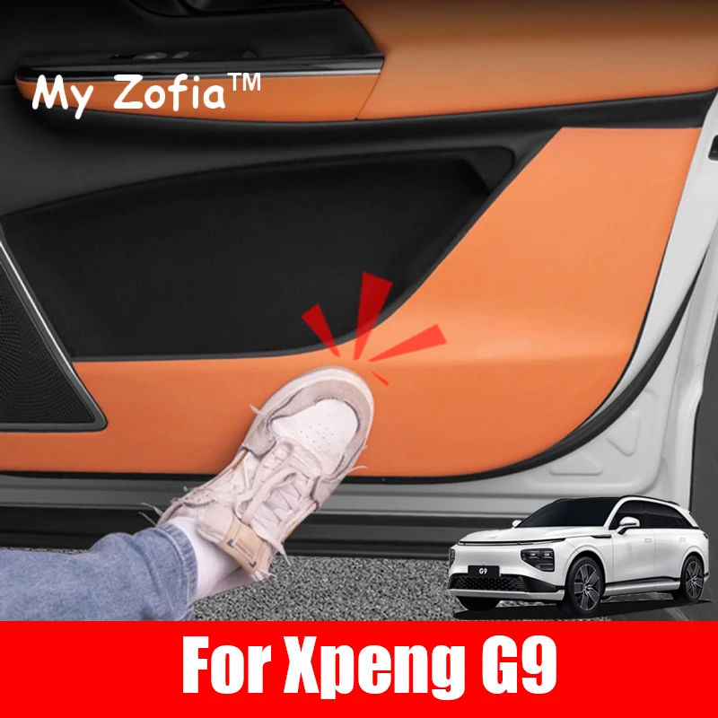 For Xpeng XiaoPeng G9 2023 2024 2025 Car NO LOGO Styling Door Anti-kick Pad Leather Door Panel Sticker Passenger Mat Accessories