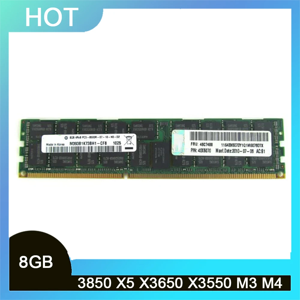 

49Y1398 49Y1416 46C7488 46C7482 43X5070 For IBM 3850 X5 X3650 X3550 M3 M4 RAM PC3-8500R 8GB 4RX8 1066 DDR3 Server Memory