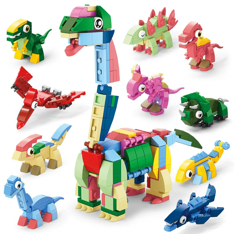 

10 IN 1 Building Blocks Children's Cognitive Ability, Assembling Jurassic Dinosaur Model Toys Compatible Boys and Girls Gifts