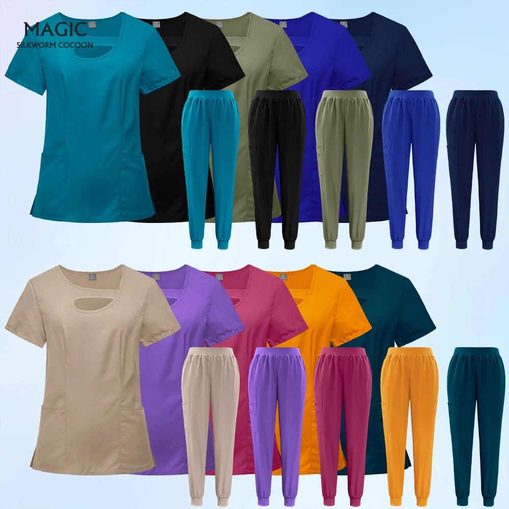 

Wholesale Scrubs Sets Medical Uniforms Women Dental Clinic Surgical Gowns Hospital Nurse Accessories Spa Uniform Tops Pants Suit
