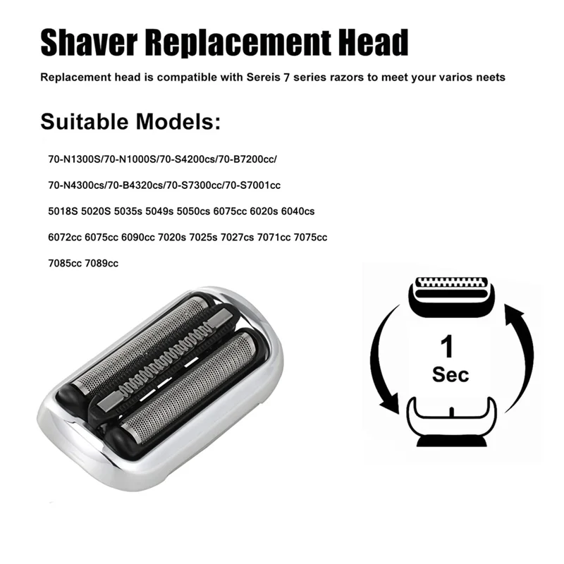 HOT 73S Replacement Shaver Head for Braun Electric Razor Series 7 S7 7020S, 7025S, 7085Cc, 7027Cs, 7071Cc and 7075Cc