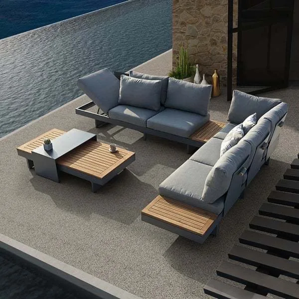 

Hotel Outdoor Sofa Teak Aluminum Alloy Garden Corner Anticorrosive Furniture