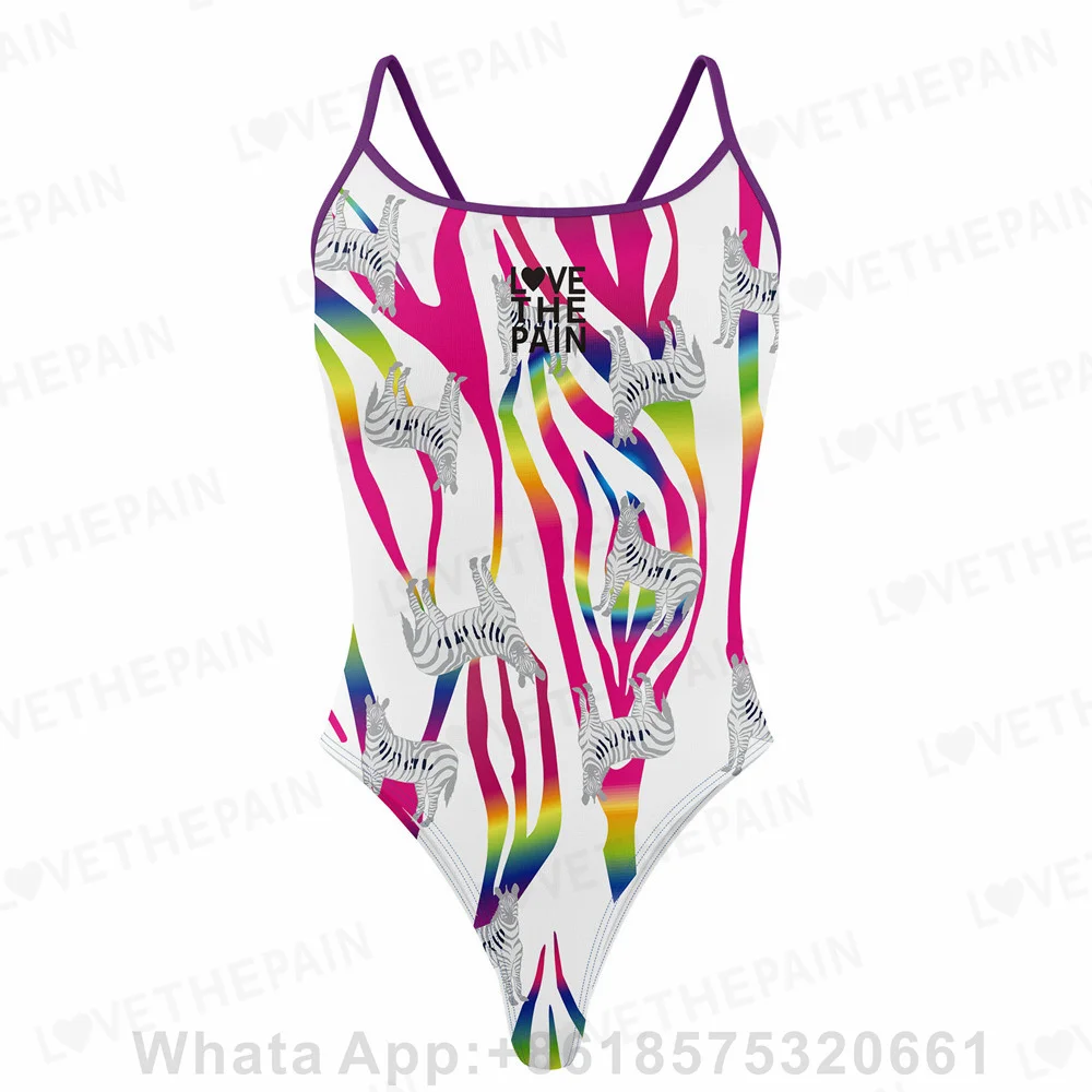 Amo a dor maiô de uma peça fina alças versátil v-back maiô feminino sexy esportes triathlon treinamento maiô