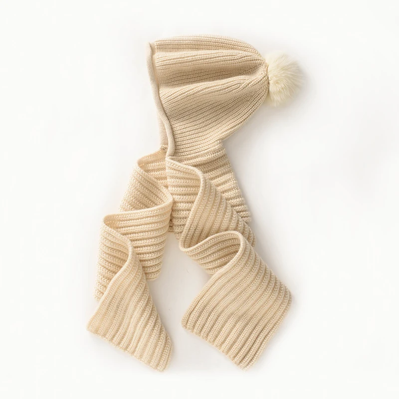 

Women's Autumn/Winter New Collection 100% Cashmere Knitted Thickened Scarf-In-One Ear Fluff Hat Ski Cap Fashion Hot Sale