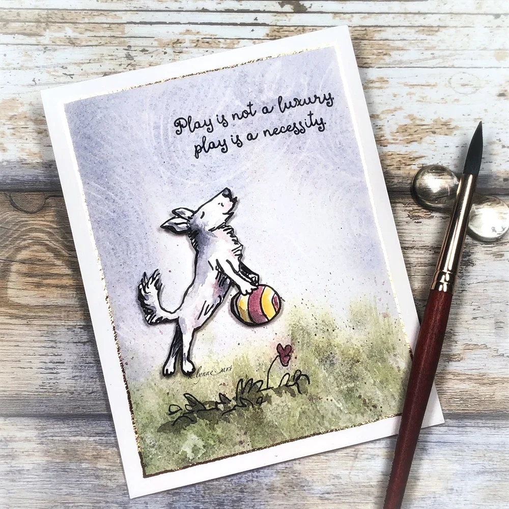 Happiness is Fresh Air Handwritting Sentiments Clear Stamps Relaxed Mice Puppy Friends Cutout Dies DIY Crafting Making Template