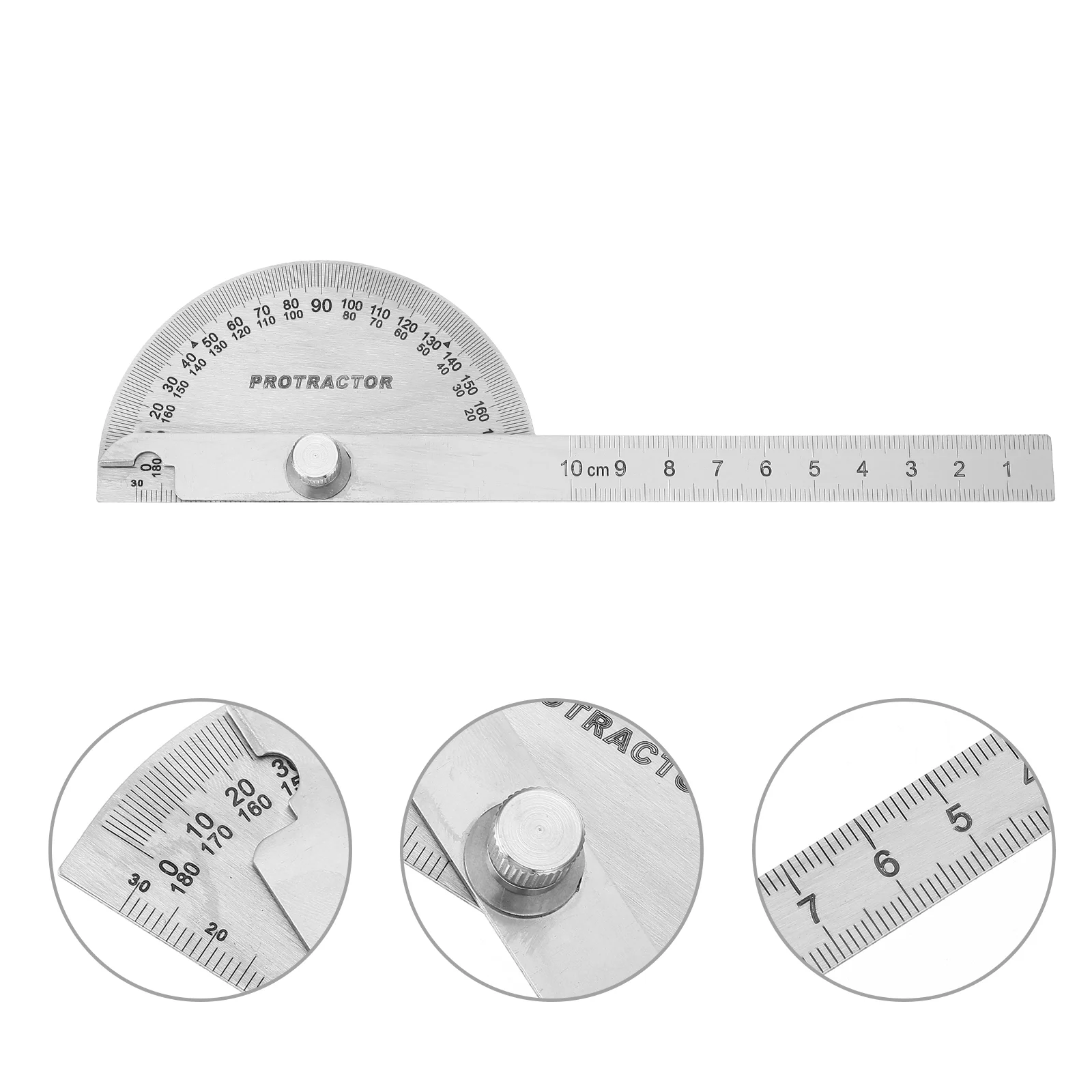 Protractor Rotary Tool Rotating Angle Ruler Measure Measuring Equipment Head Woodworking Silver Gauge Stainless Steel