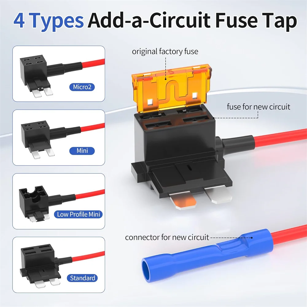 36-teiliges 4-Typen-Sicherungsadapter-Set 12V mit 5A 10A 15A 20A Sicherungen Standard Low-Profile-Sicherungsadapter Mini und Micro2 – Detail 3