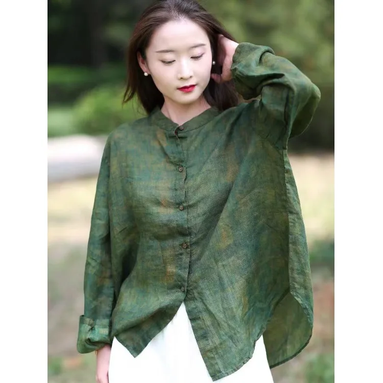 Camisa de talla grande para mujer, ropa de abrigo de manga larga a la moda para primavera y otoño, estilo étnico, informal, c...