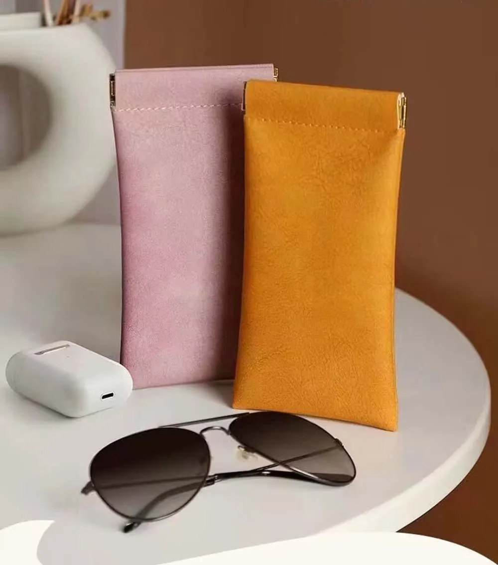 4 Color Soft PU Leather Sunglasses Glasses Bag Reading Case Sun Glasses Pouch Unisex Simple Eyewear Storage Bags Accessories