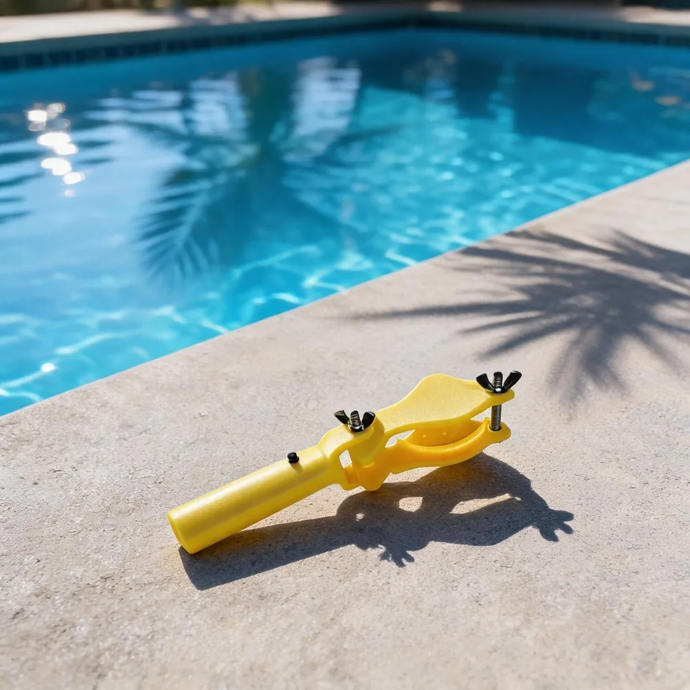 Swimming Pool Pole Holder with V-Clamp and Screws for Pool Poles 22 cm Yellow Plastic Bracket Support Structure