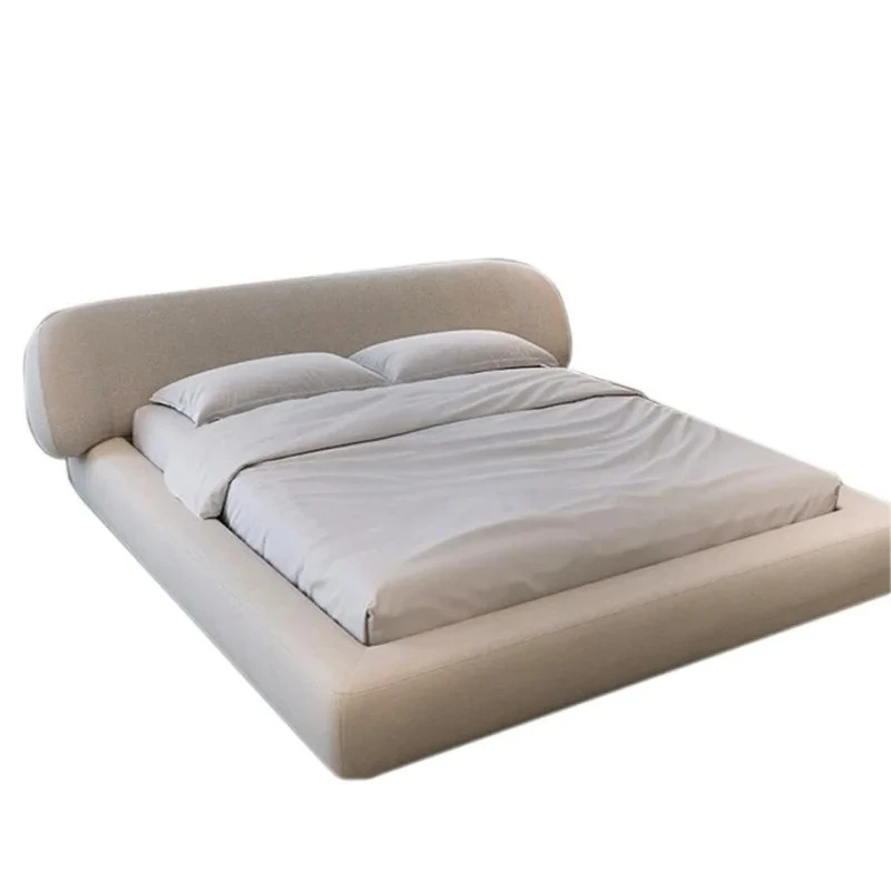 lt modern simple cream wind cotton and linen fabric surrounded by high-end large apartment bed master bedroom double bed