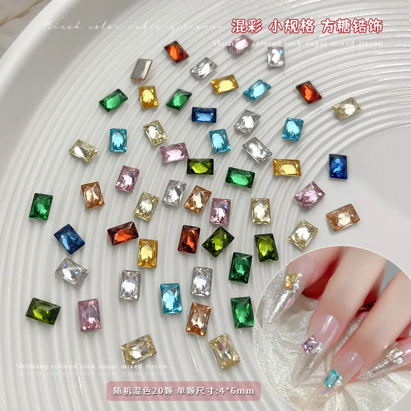 สีสันหินน้ําตาล Rhinestone เรขาคณิตคริสตัลเพทาย Sparkle Pile เจาะเล็บเซอร์โคเนียมตกแต่งเล็บเครื่องมืออุปกรณ์เสริม