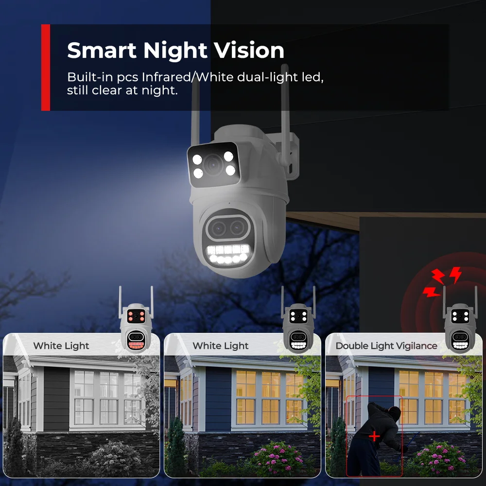 IP-камера, 9 МП, 5 к, два экрана, Wi-Fi